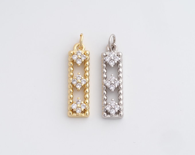 18K Gold Filled Bar Pendant,Gold Dainty Stick Charms,Simple charm Bracelet Necklace,Suitable for DIY Jewelry Making Supply,26.5x6.4x3.5mm