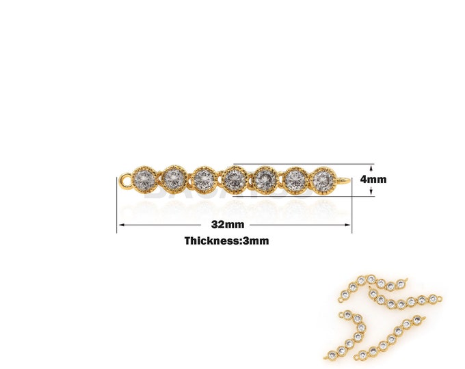 1PCS Transparent Gem Round String Connector, Suitable For Bracelet And Necklace Making Supplies, DIY Jewelry Making18K 4x32x3mm