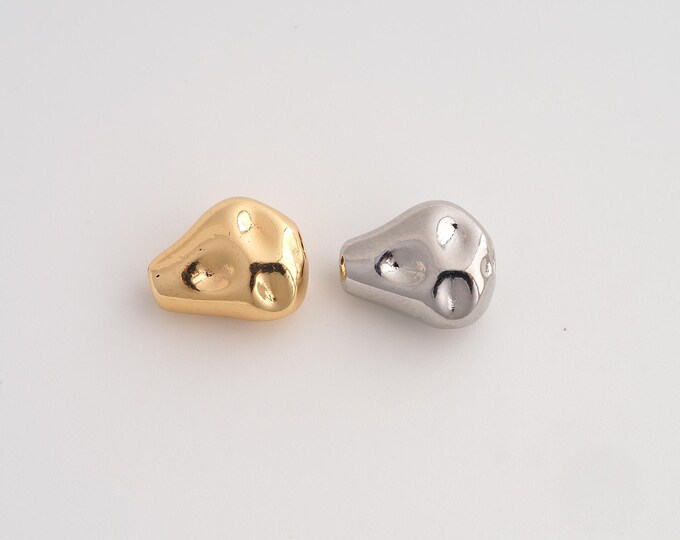 Gold Irregular Beads, 18K Gold Filld Irregular Beads,for Jewelry Making Supplies,12.6x10.5x6.8mm Hole 2.5mm