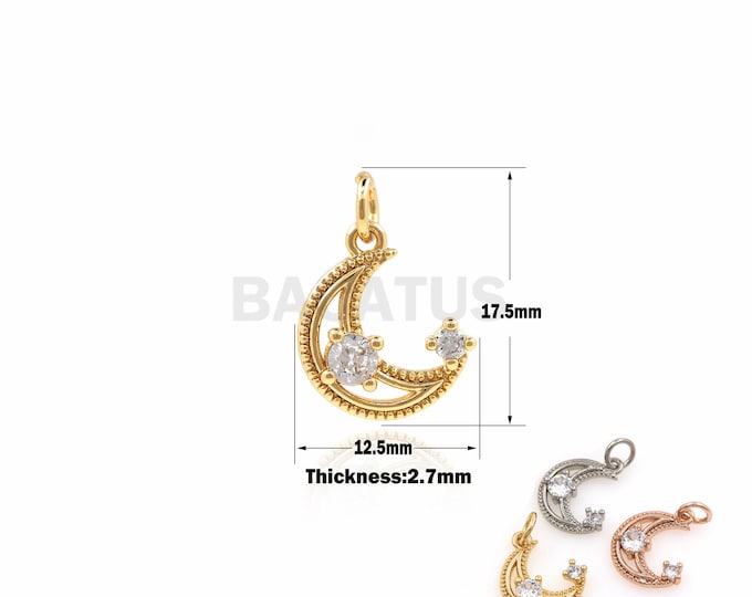 1PCS Suitable For Bracelets, Necklaces, Jewelry Products, Moon Pendants, Hollow Moons, DIY Jewelry Making, Crescent Charm 17.5x12.5x2.7mm
