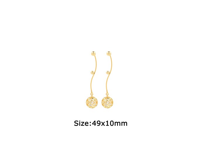 1 pair 18K Gold Filled Long Stud Earrings,Gold Dainty Long Stud Earrings,Simple Stud Earrings,Gift for Her