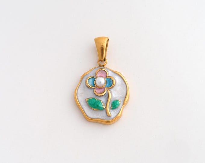 Stainless Steel Flower Pendant,Enamel Flower Charms,Flower Charms for DIY Jewelry Making Supply,26.8x16x4.8mm