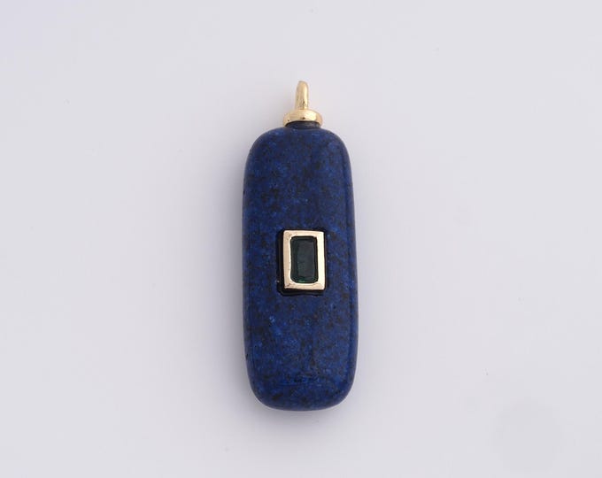 Natural Stone Pendant,18K Gold Filled Natural Stone Necklace,Square Shaped Pendant,DIY jewelry Making Accessories,35.2x11.8x6.8mm