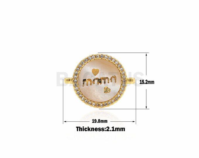 Mama connector, Mother-of-pearl connector,mom jewelry,mother pendant, mother charm, white shell pendant jewelry 15.2*19.8*2.1 mm 1pcs