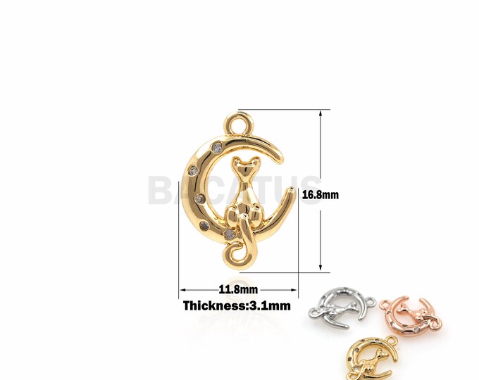 1PCS Suitable For Bracelets, Necklaces, Jewelry Products, Moon Pendants, Monkey Jewelry, Cubic Zirconia, 18K Gold Filling 16.8x11.8x3.1mm
