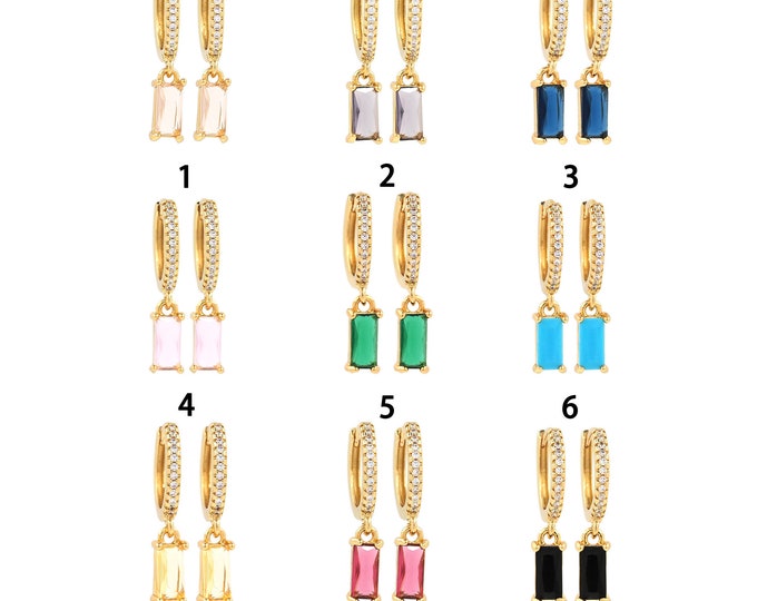 1pair 18K Gold Filling Rectangle Earrings,Gold Dainty Rectangle Earring,Simple Earrings,Gift for Her