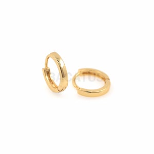 Gold Hoop Earrings, Gold Earrings, Earring Charm, Minimalist Hoops, Huggie Earrings, Minimalist Earrings 1Pair 12x11x2mm
