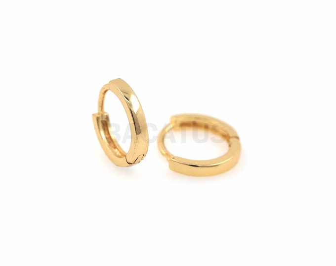 Gold Hoop Earrings, Gold Earrings, Earring Charm, Minimalist Hoops, Huggie Earrings, Minimalist Earrings 1Pair 12x11x2mm