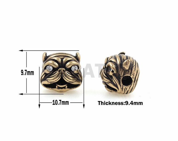 Bulldog Spacer Beads，Dog beads, vintage dog beads, antique dog beads, knife beads, beading supplies 1pcs