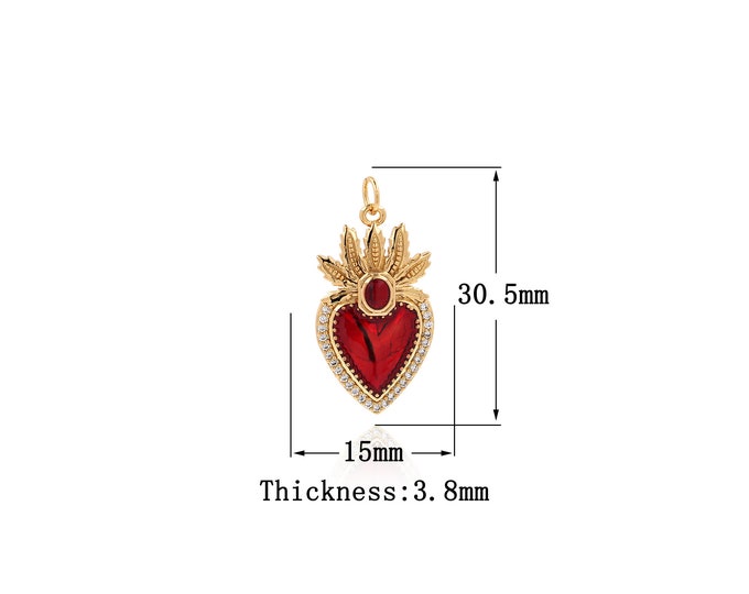 18K Gold Filled Heart Pendant, Gold Dainty Heart Charms,Simple pendant Bracelet Necklace for DIY Jewelry Making Supply