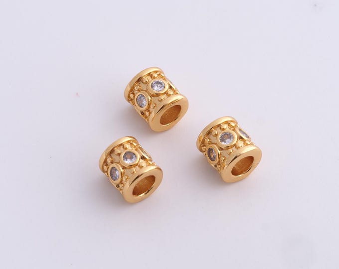 18K Gold Filled Round Spacer Beads,Gold Tube Beads, Round Beads DIY Bracelet Necklace Earrings Jewelry Making,8x6.8mm