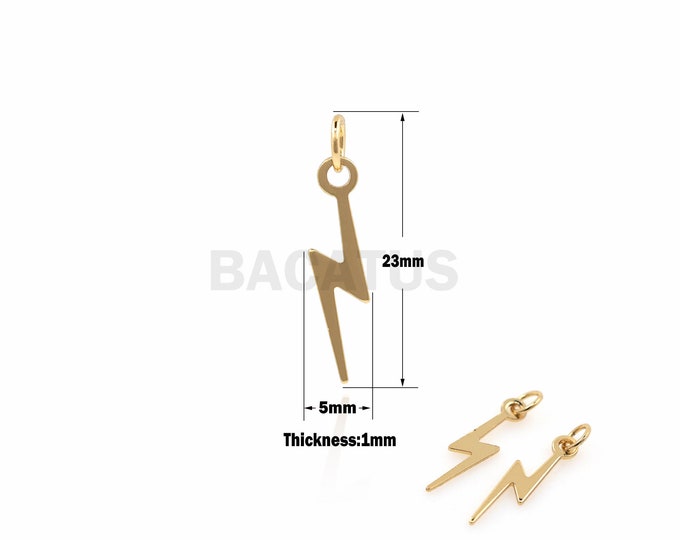 1PCS Lightning Pendant Mountain Flash Bolt Necklace Thunderstorm Charm Suitable for Bracelet Necklace Jewelry Articles 18K 23x5x1mm