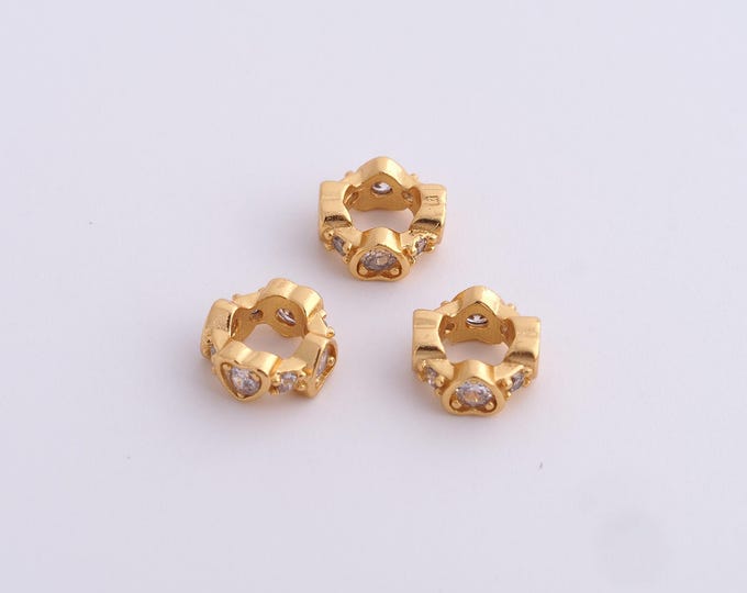 18K Gold Filled Heart Spacer Beads,Gold Tube Beads, Love Beads DIY Bracelet Necklace Earrings Jewelry Making,8x3.6mm