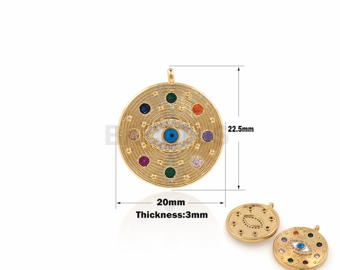 1PCS ,Eye Pendant Eye Charm Greek Eye Necklace Turkish Eye Jewelry DIY Jewelry Making 18K Colored Zircon Cubic Zirconia 22.5x20x3mm