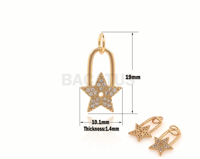 1PCS CZ Star Pendant, Micro-Pave Star Necklace, Star Charm, Star Jewelry, Suitable For Jewelry Making Supplies 19x10x1.4mm