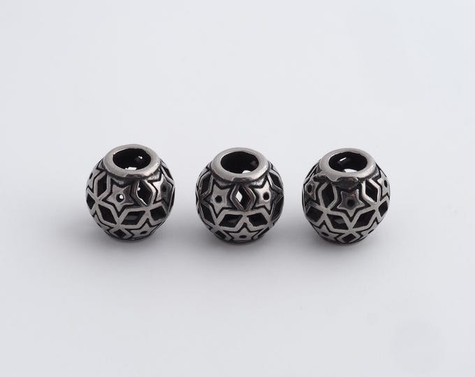 1 pcs Stainless Steel Retro Ball Spacer Beads,Silver Round Beads,Ball Beads DIY Bracelet Necklace Earrings Jewelry Making,9.5x9.2mm