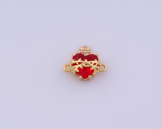 Heart Connectors, 18K Gold Filled Love Connectors, Micropavé CZ Heart Connectors, DIY Jewelry Supplies,16.6x14.2x8.4mm