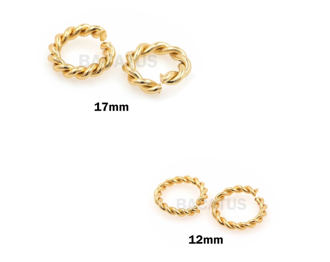 1PCS Round Twisted Split Ring Jump Ring, Gold Jump Ring, Metal Jump Ring, Suitable For Jewelry Making Supplies 17mm 12mm