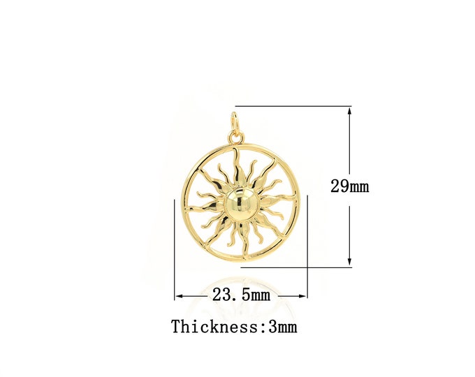 18K Gold Filled Sun  Pendant,Gold Dainty Sun Charms,Sun Charm Bracelet Necklace for DIY Jewelry Making Supply
