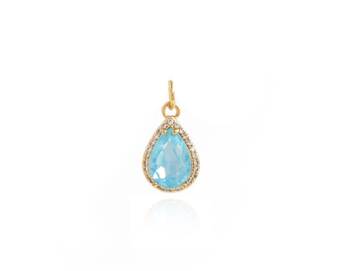 Single Pendant,18K Gold Filled Teardrop Necklace, Micropavé CZ Teardrop Pendant, DIY jewelry Making Accessories,18.5x9.5x6.5mm