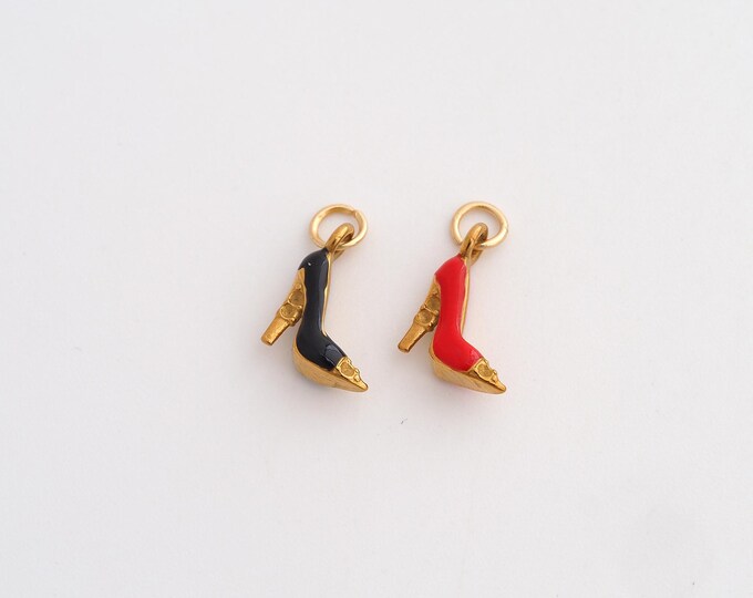 Stainless Steel High-Heel Pendant,Enamel High-Heel Charms,High-Heel Charms for DIY Jewelry Making Supply,13.7x8.5x3.5mm