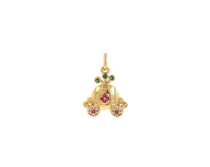 Car Pendant,18K Gold Filled Crown Necklace, Micropavé CZ Car Pendant, DIY jewelry Making Accessories,18.2x13x3mm