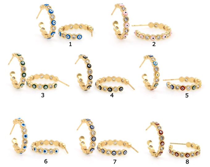 1pair 18K Gold Filling Devil Eye Earring,Gold Dainty Eye Earring,Simple Earrings,Gift for Her