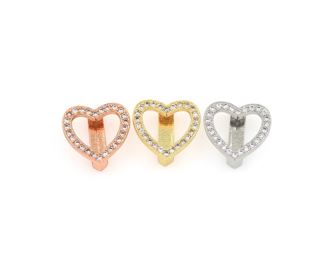 18K Gold Filled CZ Heart Beads,Gold Heart Beads,Heart Beads DIY Gold Jewelry Making Supply