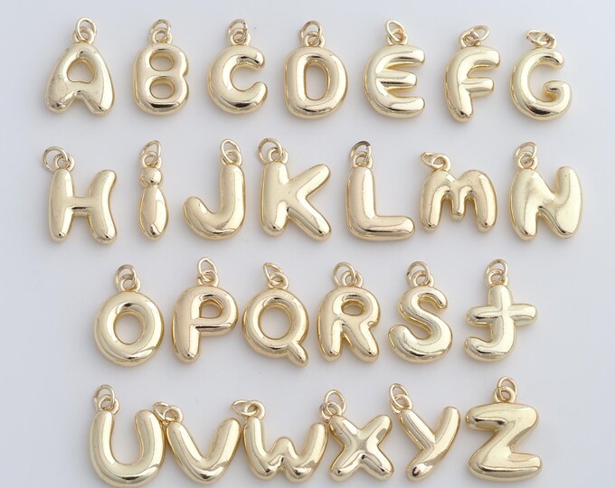 Initial Pendant,18K Gold Filled Letter Necklace, Alphabet Pendant, DIY jewelry Making Accessories,20.5x13x3.8mm