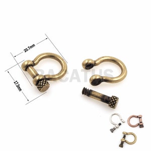 1PCS Retro style brass shackle, horseshoe U-shaped screw buckle, used for umbrella rope making accessories