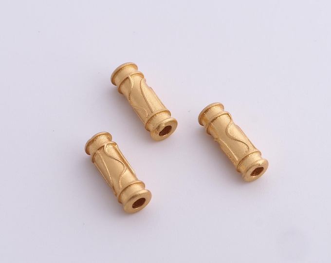 18K Gold Filled Cylinder Spacer Beads,Gold Tube Beads, Round Beads DIY Bracelet Necklace Earrings Jewelry Making,13.6x4.6mm