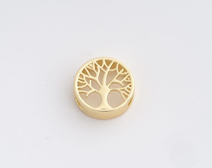 18K Gold Filled Tree of Life Pendant,Round Pendant, Tree Pendant, Jewelry Accessories 16x16x5.3mm