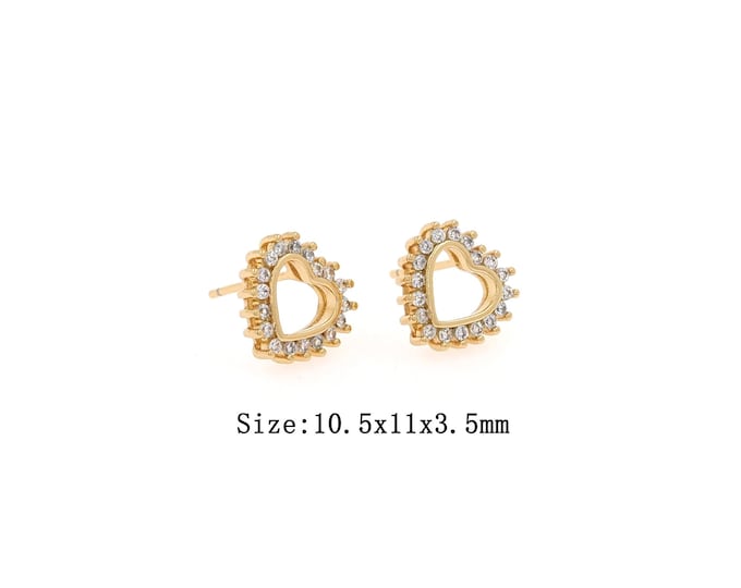 1pair 18K Gold Filling Heart Stud Earrings,Gold Heart Stud Earring,Simple Stud Earrings,Gift for Her