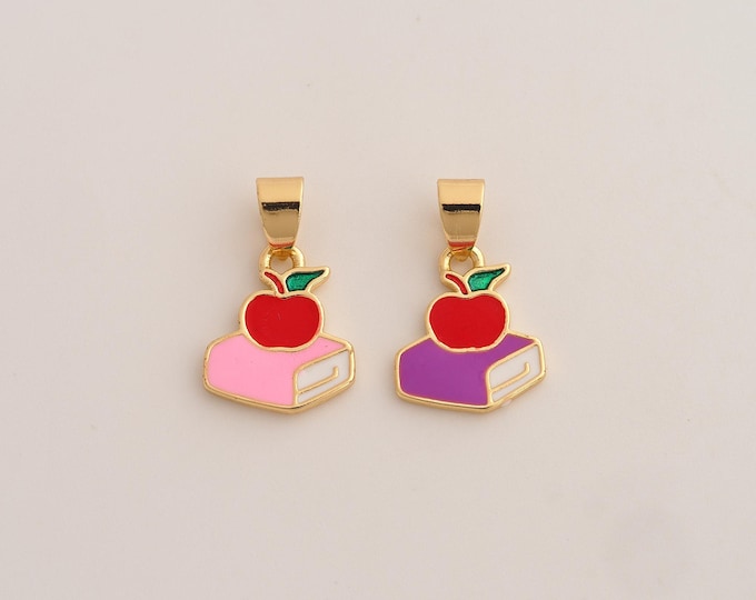 18K Gold Filled Book Charm,Dainty Enamel Book Pendant,Book Pendant ,DIY Jewelry Supplies,20.4x12.7x1.6mm