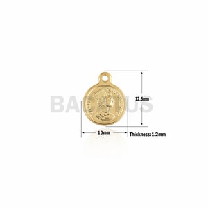 1PCS Gold-Plated Round Queen Elizabeth Coin Pendant, Elizabethan Charm, Coin Pendant, Suitable For Jewelry Making Supplies 12.5×10×1.2mm