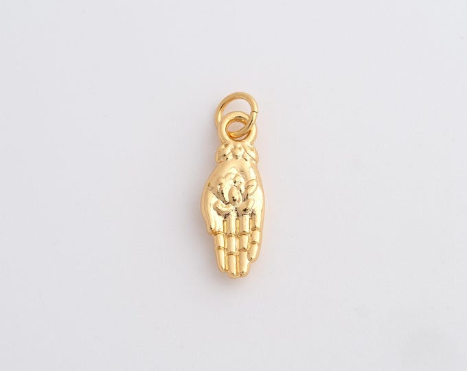 Hamsa Pendant,18K Gold Filled Dainty Hand Charms,Eye Charm Bracelet Necklace for DIY Jewelry Making Supply,20.8x6.4x2.2mm