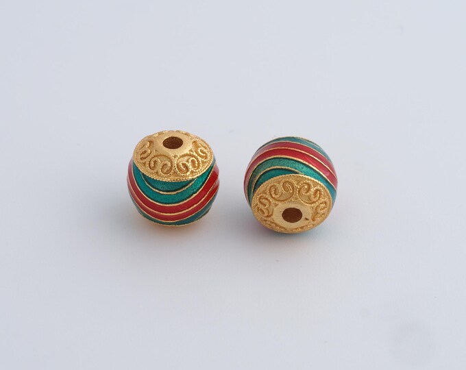 18K Gold Filled Round Spacer Beads,Enamel Ball Beads, Round Beads DIY Bracelet Necklace Earrings Jewelry Making,9.3x9.2mm