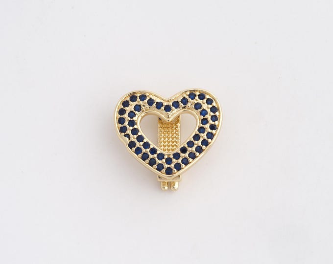 CZ Heart Clasp,18K Gold Filled Love Clasp,Heart Clasp,DIY Jewelry Supplies,17.6x19x6.5mm