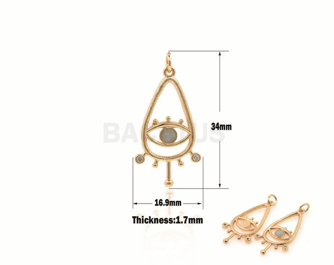 1PCS  Enamel Eye Jewelry,  Eye Necklace,  Eye Charm, CZ Enamel Eye Necklace, Suitable For Jewelry Making Products 34x16.9x1.7mm