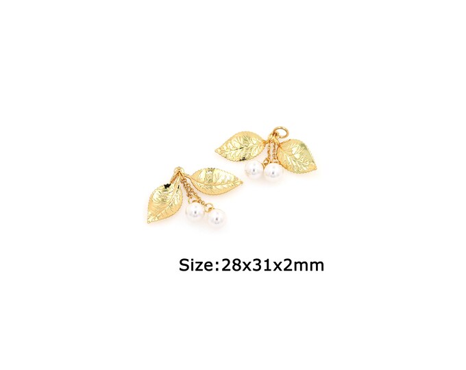 18K Gold Filled Leaf pendant,Gold Dainty Leaf Charms,Simple pendant Bracelet Necklace for DIY Jewelry Making Supply