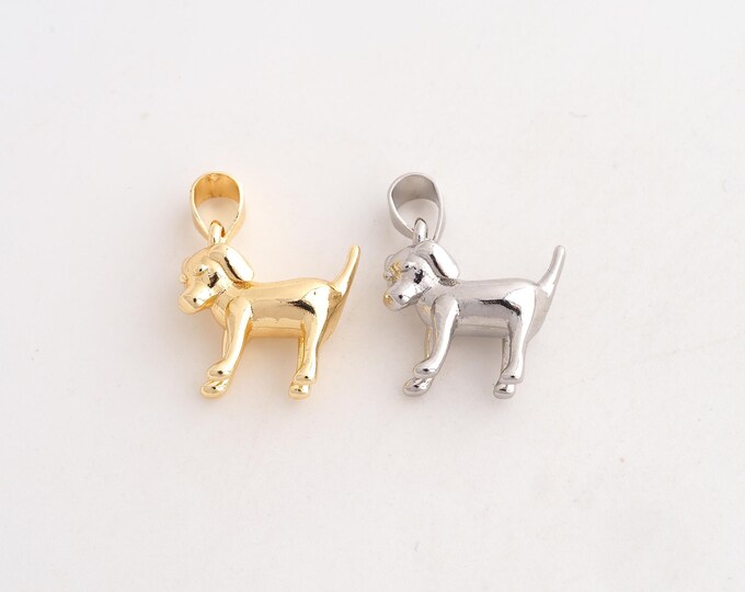 18K Gold Filled Dog Charm,Dainty Animal Pendant,Dog Pendant ,DIY Jewelry Supplies,18.8x14.2x6.3mm