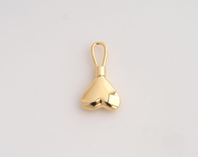 18K Gold Filled Heart Charm,Dainty Love Pendant,Heart Pendant ,DIY Jewelry Supplies,20.6x11.3x3.5mm