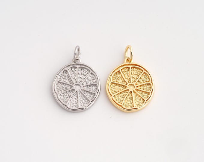 5 pcs 18K Gold Filled Lemon Charm,Dainty Fruit Pendant,Lemon Pendant ,DIY Jewelry Supplies,21x14.6x2mm