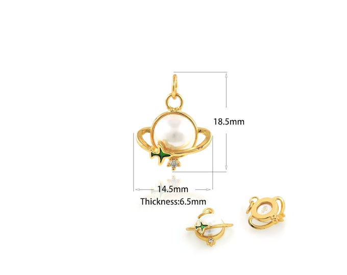 1PCS Exquisite Planetary Necklace Saturn Necklace Flying Saucer Pendant Space Lovers Enamel Aircraft Jewelry Jewelry Supply 14.5x18.5x6.5mm