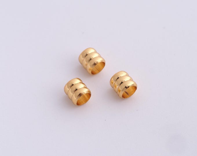 10 pcs 18K Gold Filled Round Spacer Beads,Gold Tube Beads, Round Beads DIY Bracelet Necklace Earrings Jewelry Making,4x3.9mm
