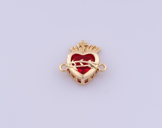 Heart Connectors, 18K Gold Filled Love Connectors, Micropavé CZ Heart Connectors, DIY Jewelry Supplies,18x17.2x6.2mm
