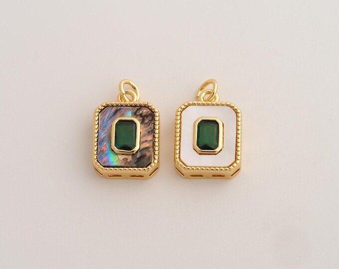 18K Gold Filled Square Charm,Dainty Fritillaria Square Pendant,CZ Square Pendant ,DIY Jewelry Supplies,20x12.3x4.6mm