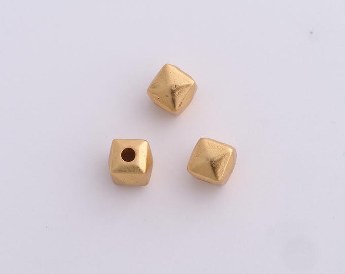 18K Gold Filled Square Spacer Beads,Gold Tube Beads, Square Beads DIY Bracelet Necklace Earrings Jewelry Making,7x6.6mm