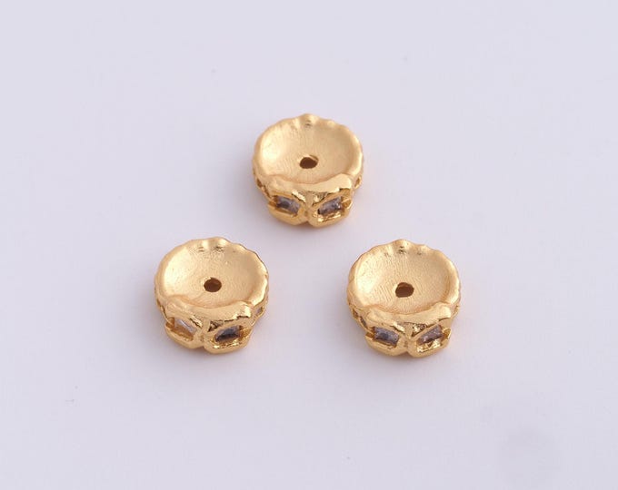 18K Gold Filled Round Spacer Beads,Gold Flat Beads, Disc Beads DIY Bracelet Necklace Earrings Jewelry Making,10x8.7x3.7mm