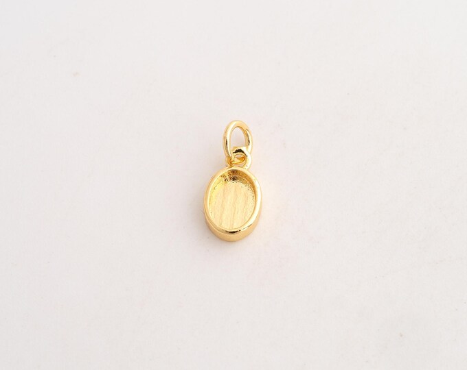 5 pcs 18K Gold Filled Oval Charm,Dainty Oval Pendant,Oval Pendant ,DIY Jewelry Supplies,14.6x6.7x2.7mm
